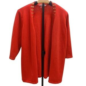 Peter Nygard Sweater Womens Large Cardigan Studded Open‎ Front Layering Casual